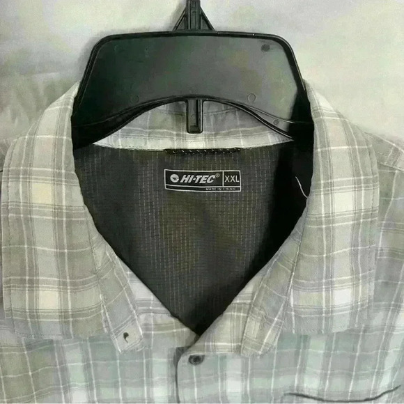 Hi-Tec Lightweight Gray Plaid Short Sleeve Button Down Size XXL - Picture 3 of 3